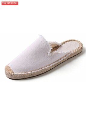Canvas Espadrilles Mule Shoes Flat Breathable Slip-On Women's Walking
